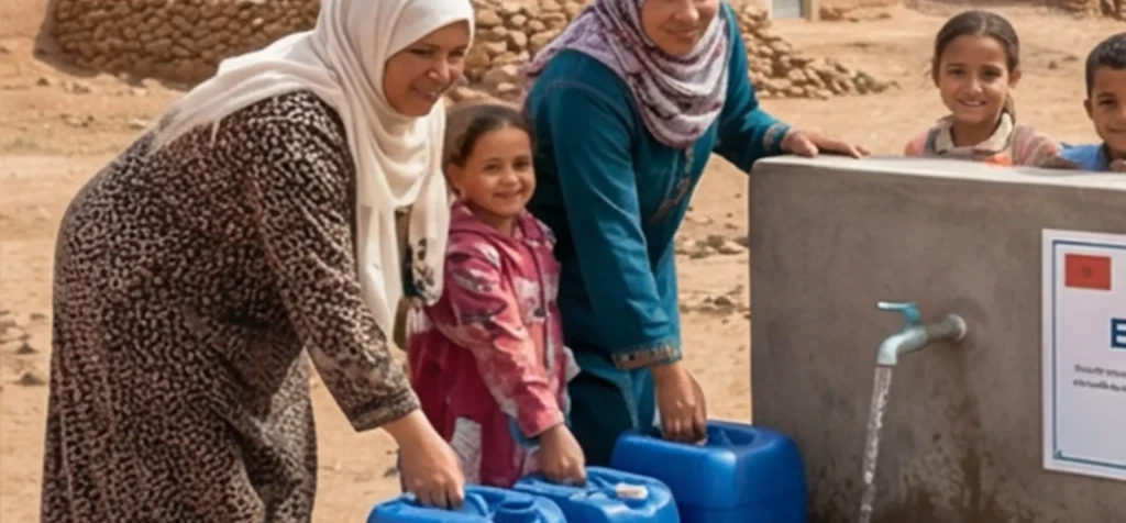 frau-mit-kinder-brunnen